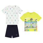 Boys Yellow, White & Navy Shorts Set, 1, hi-res