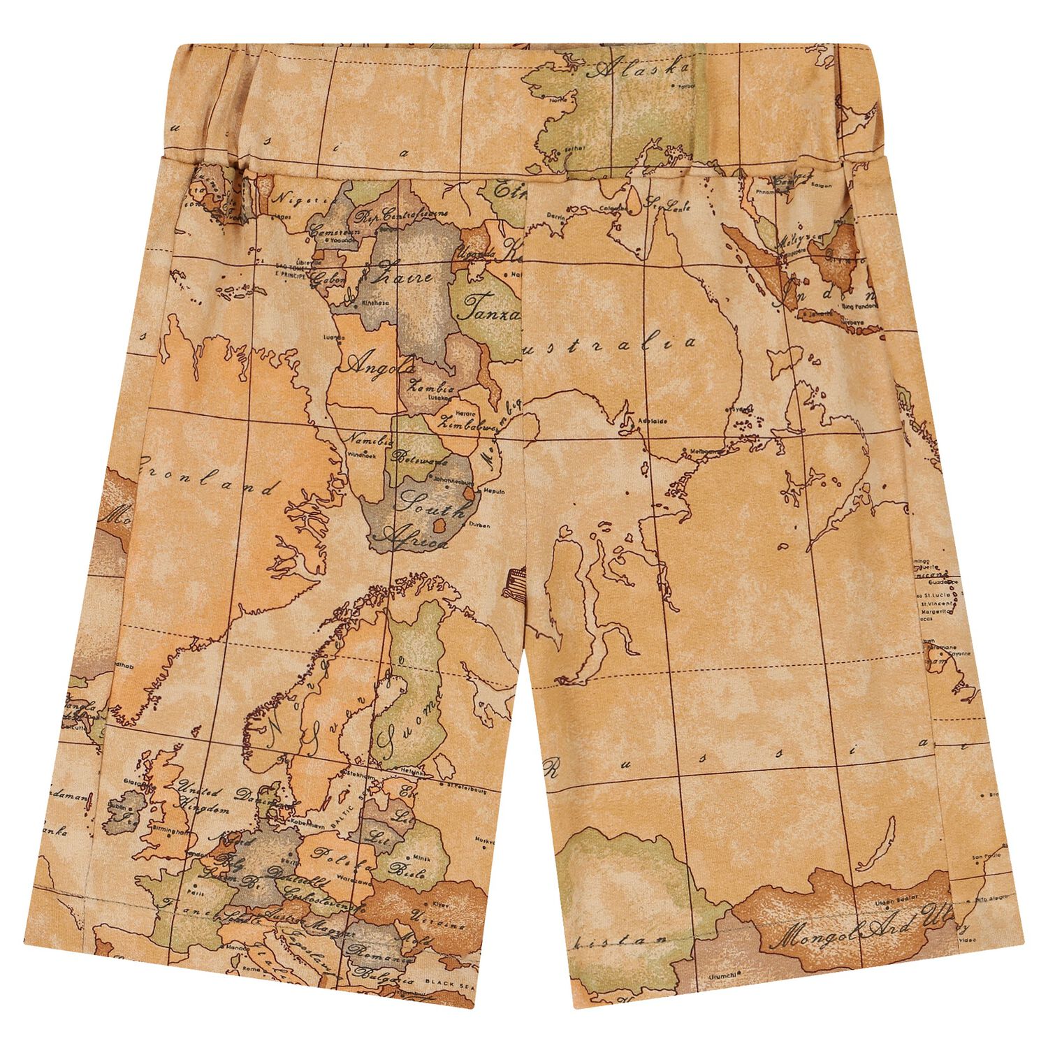 Boys Beige Geo Map Shorts, 1, hi-res image number null