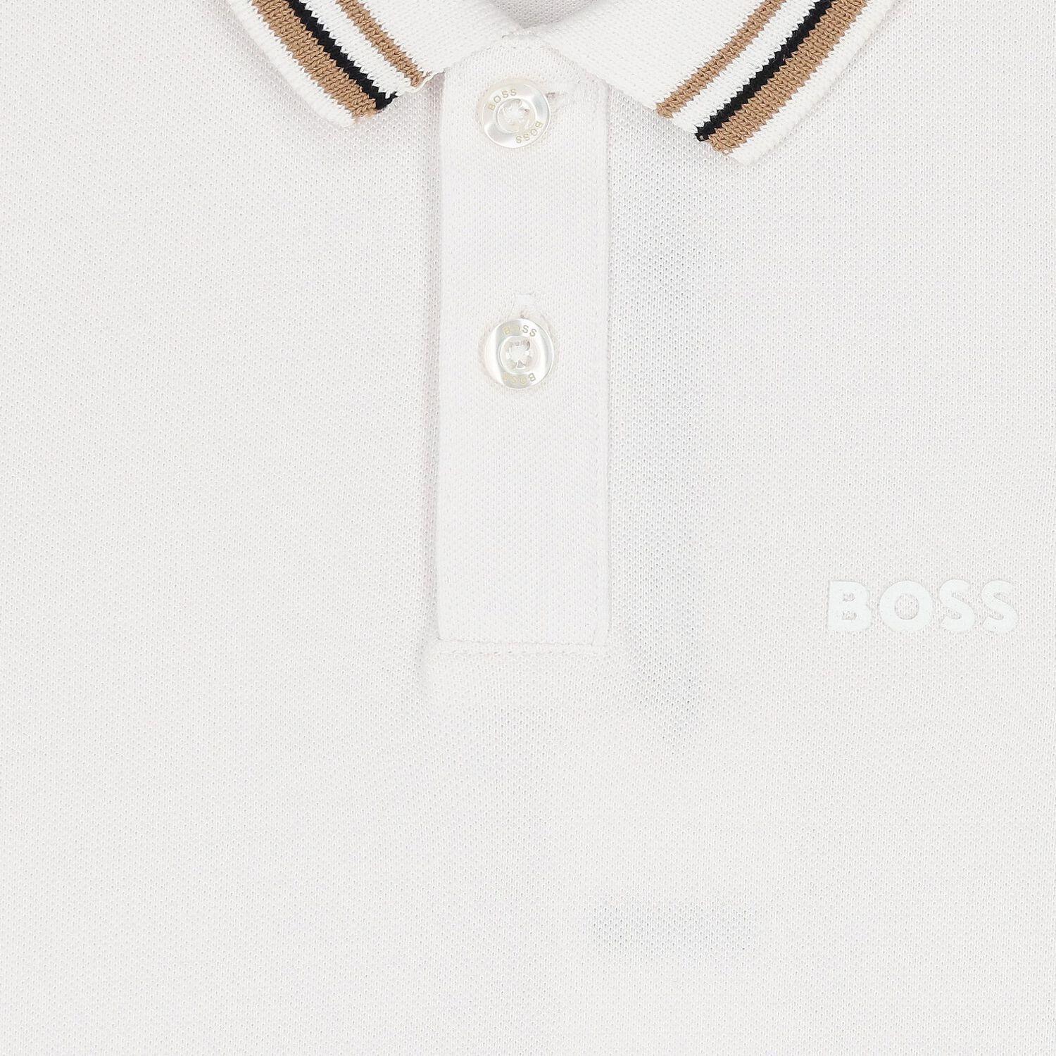 Boys White Logo Polo Shirt, 1, hi-res image number null