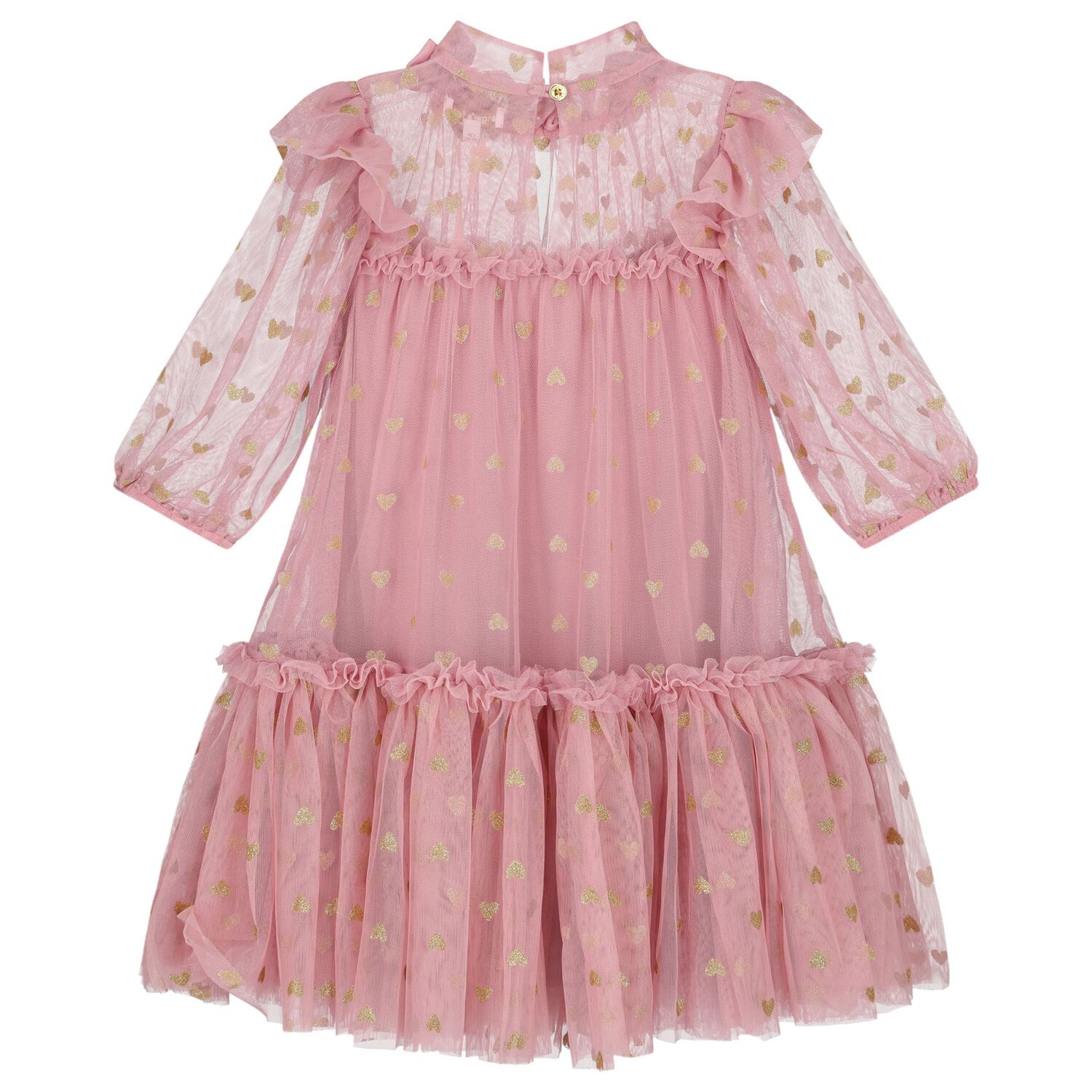 Girls Pink Star Tulle Dress, 2, hi-res