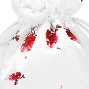 Girls Ivory Floral Satin Bag