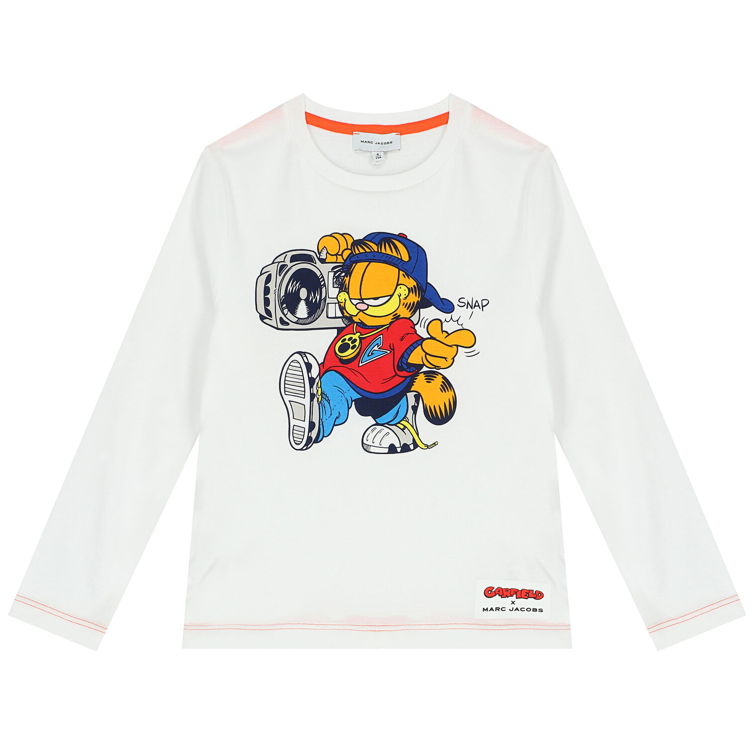 Boys White Garfield Long Sleeve Top, 1, hi-res