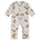 Grey Teddy Bear Baby Romper, 1, hi-res