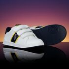 Boys White & Navy Logo Trainers, 1, hi-res