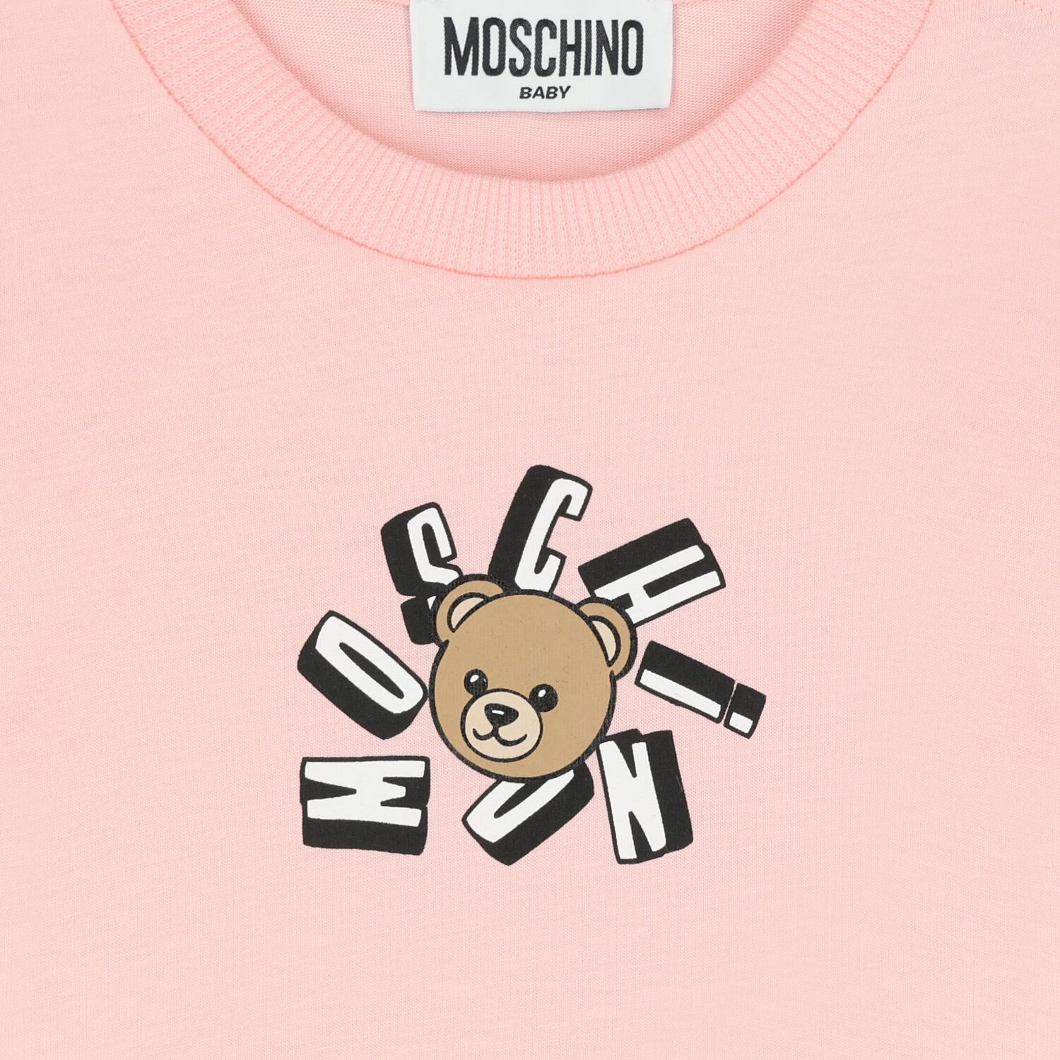 Younger Girls Pink Teddy Bear Logo T-Shirt, 4, hi-res