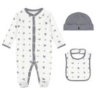 Baby Boys White & Navy Blue Logo Babygrow Gift Set, 1, hi-res
