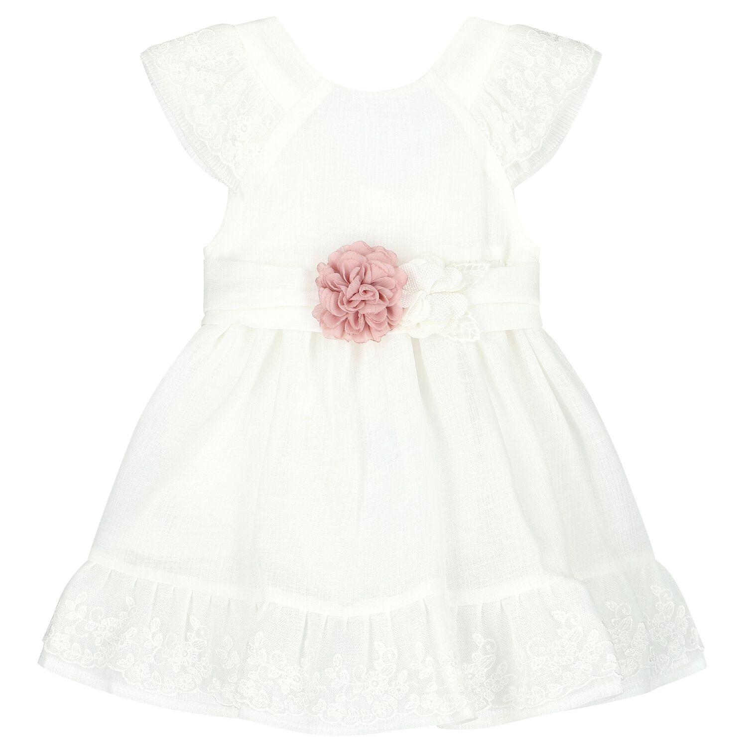 Younger Girls White Flower Dress, 1, hi-res image number null