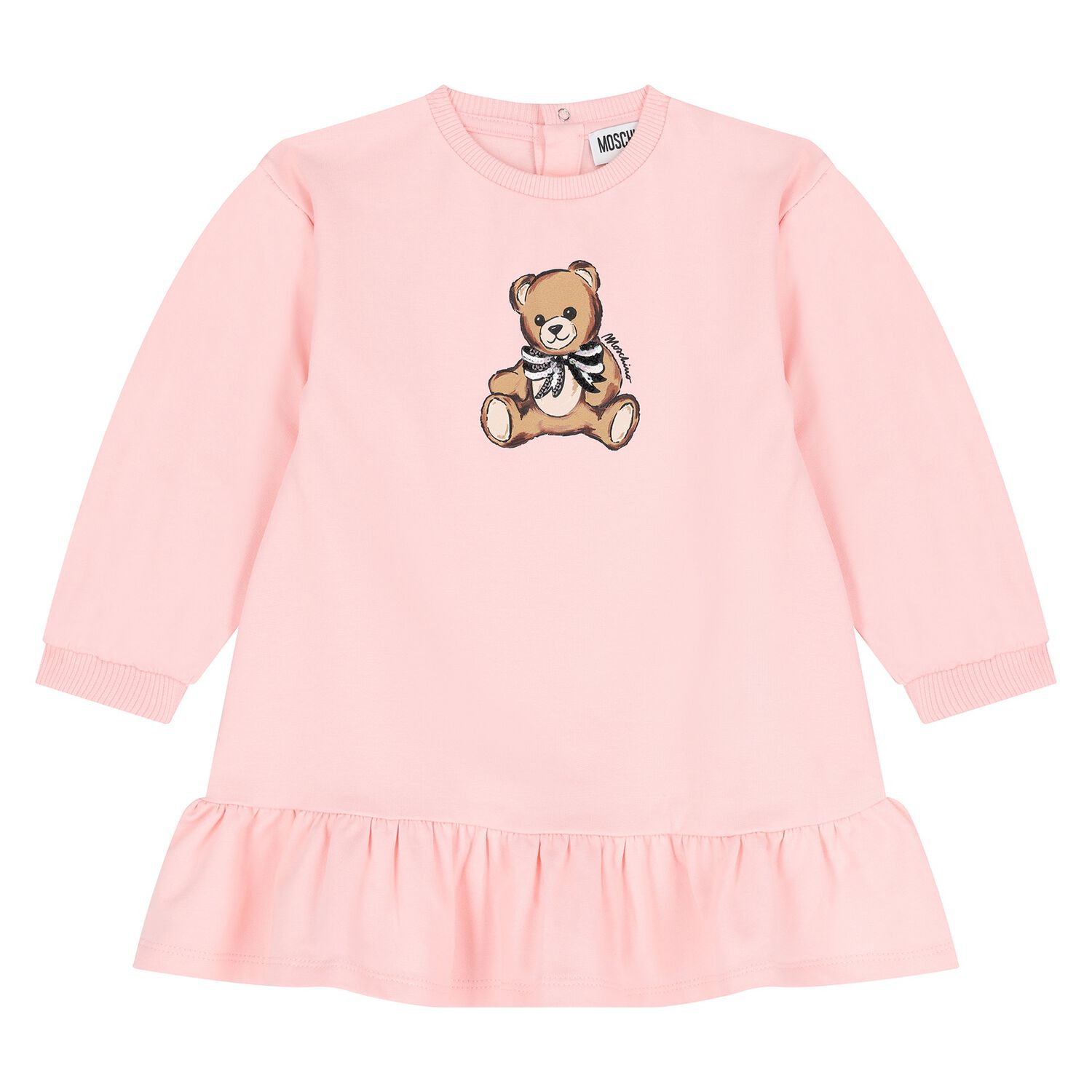 Younger Girls Pink Teddy Bear Logo Dress, 2, hi-res