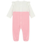 Baby Girls Pink & White Cat Babygrow, 1, hi-res