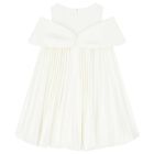 Girls Ivory Pleated Dress, 1, hi-res
