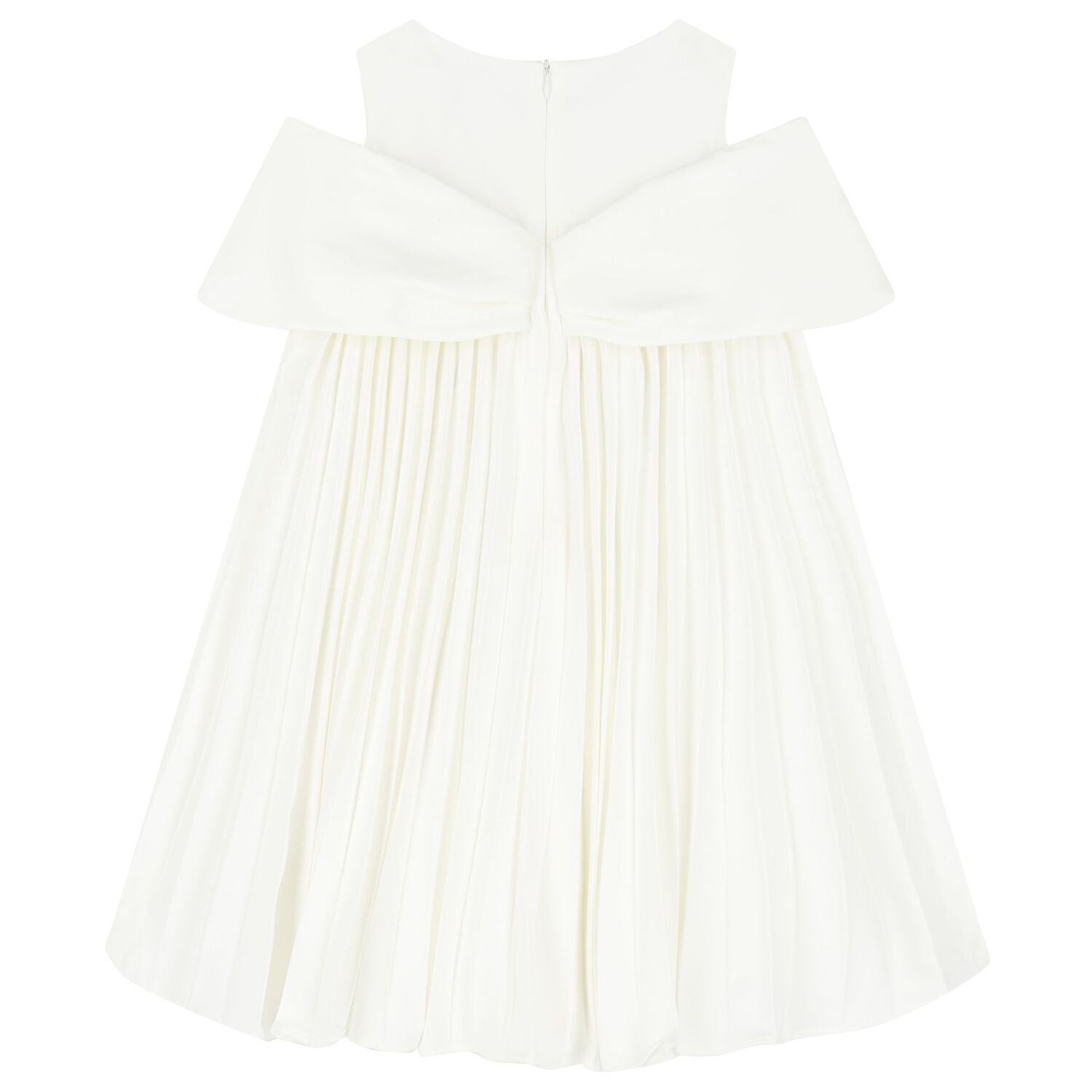 Girls Ivory Pleated Dress, 1, hi-res