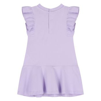 Younger Girls Purple Teddy Bear Ruffled Dress