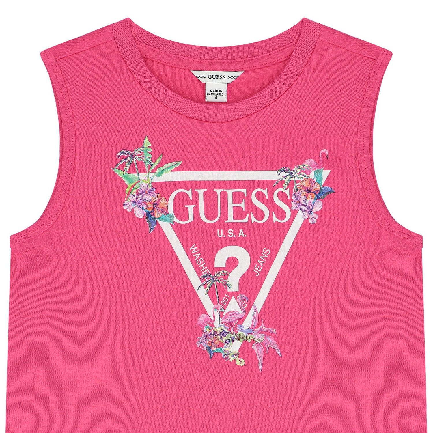 Girls Pink Floral Logo Dress, 2, hi-res