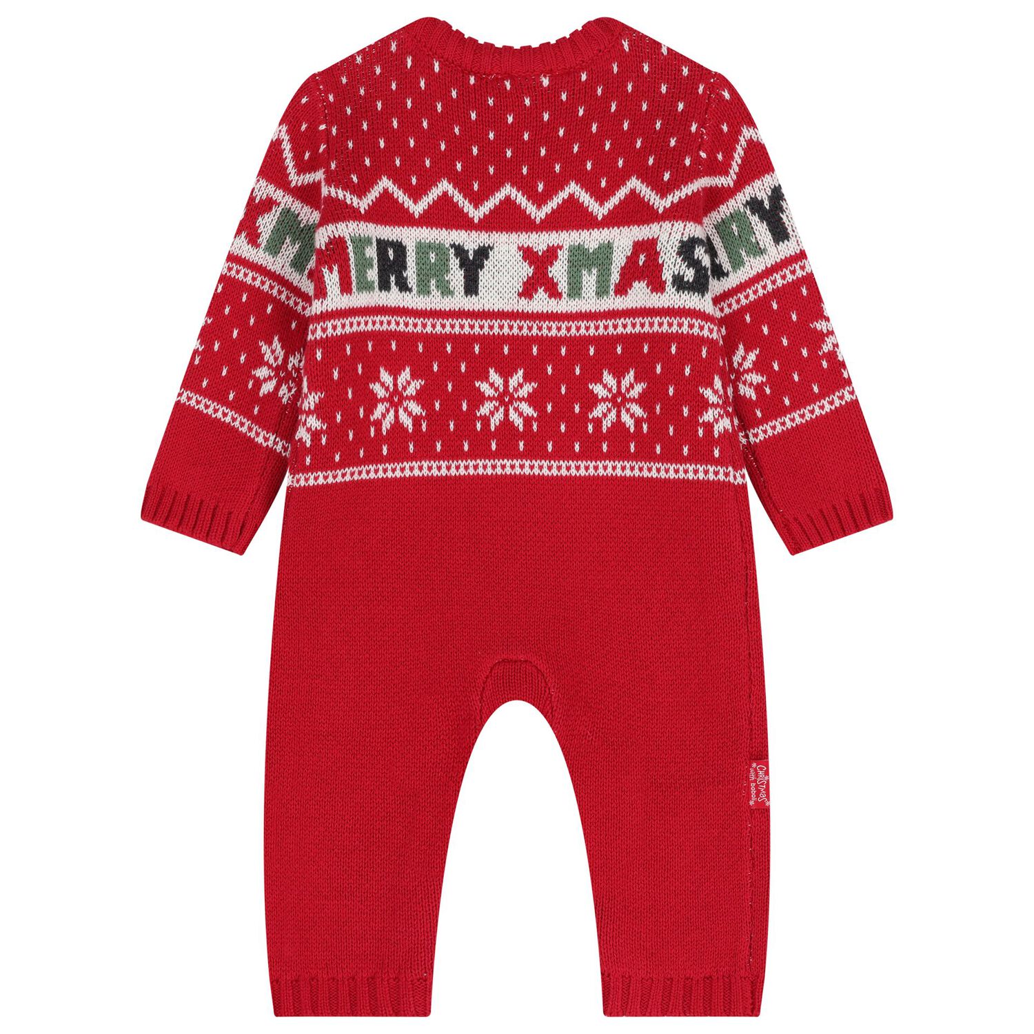 Red Christmas Knitted Baby Romper, 1, hi-res