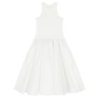 Girls White Logo Dress, 2, hi-res