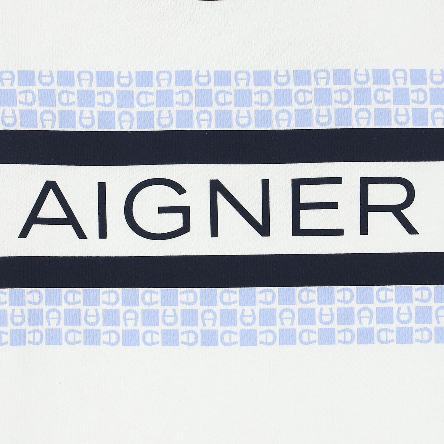 Younger Boys White & Navy T-Shirt, 1, hi-res