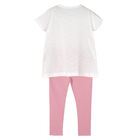 Girls White & Pink Zebra Leggings Set, 1, hi-res