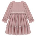 Girls Pink Glittery Plisse Dress, 1, hi-res
