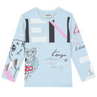 Girls Blue Logo Long Sleeve Top, 1, hi-res