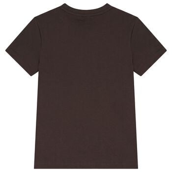 Boys Mini Me Brown Logo T-Shirt