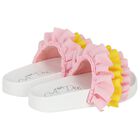 Girls Pink & Yellow Ruffle Sliders, 2, hi-res