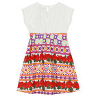 Girls Red & White Floral Dress, 1, hi-res