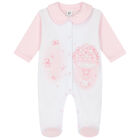 Baby Girls Pink & White Hot Air Balloon Babygrow, 2, hi-res