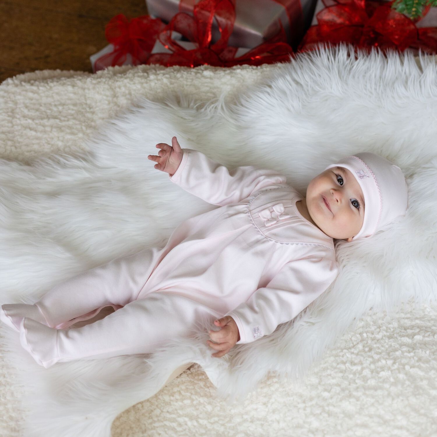 Baby Girls Pink Cotton Babygrow Set, 1, hi-res