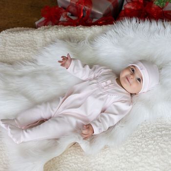 Baby Girls Pink Cotton Babygrow Set