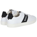 Boys White Logo Trainers, 1, hi-res