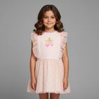 Girls Pink Bow Logo Dress, 2, hi-res