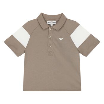Younger Boys Beige Logo Polo Shirt