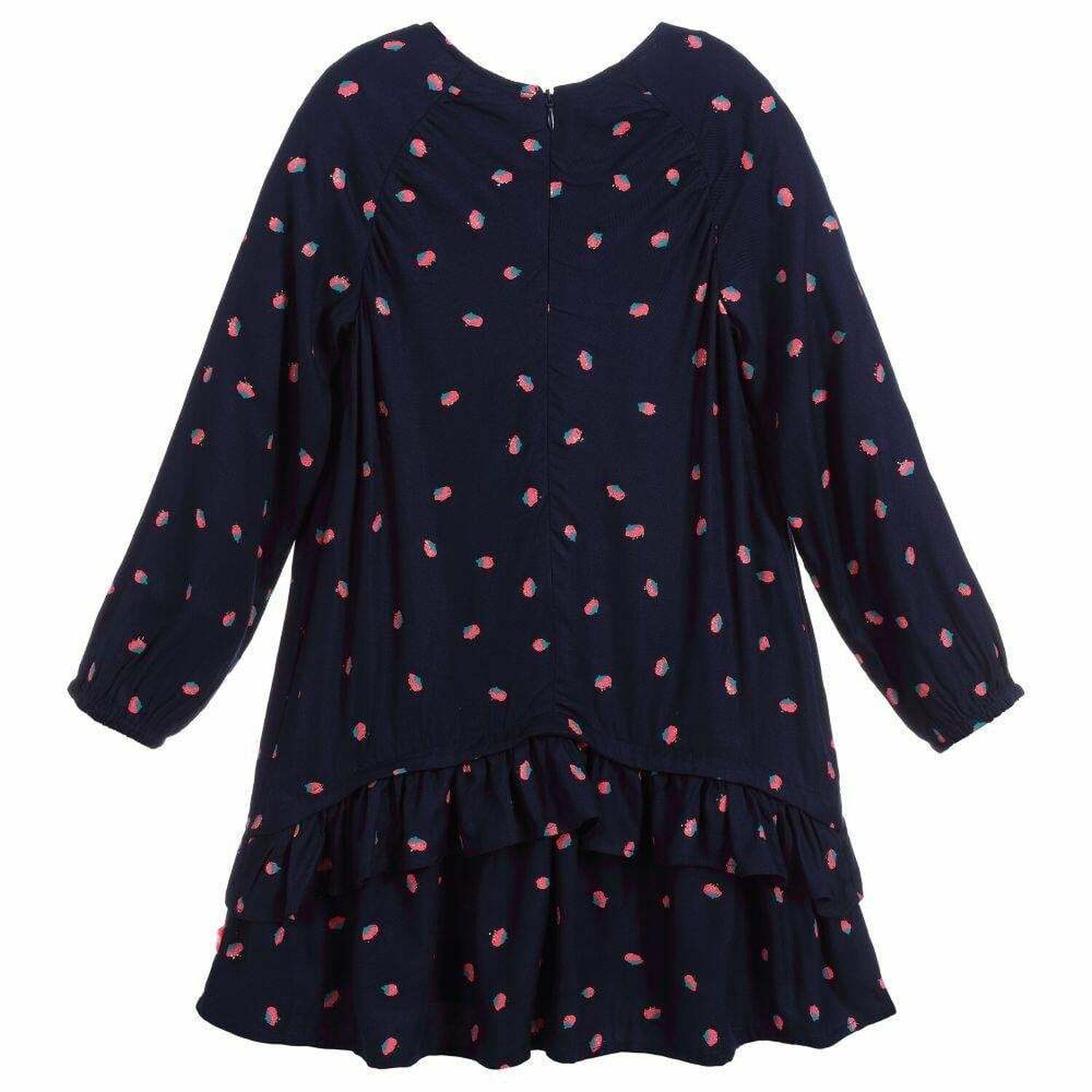 Girls Navy Blue Printed Dress, 1, hi-res