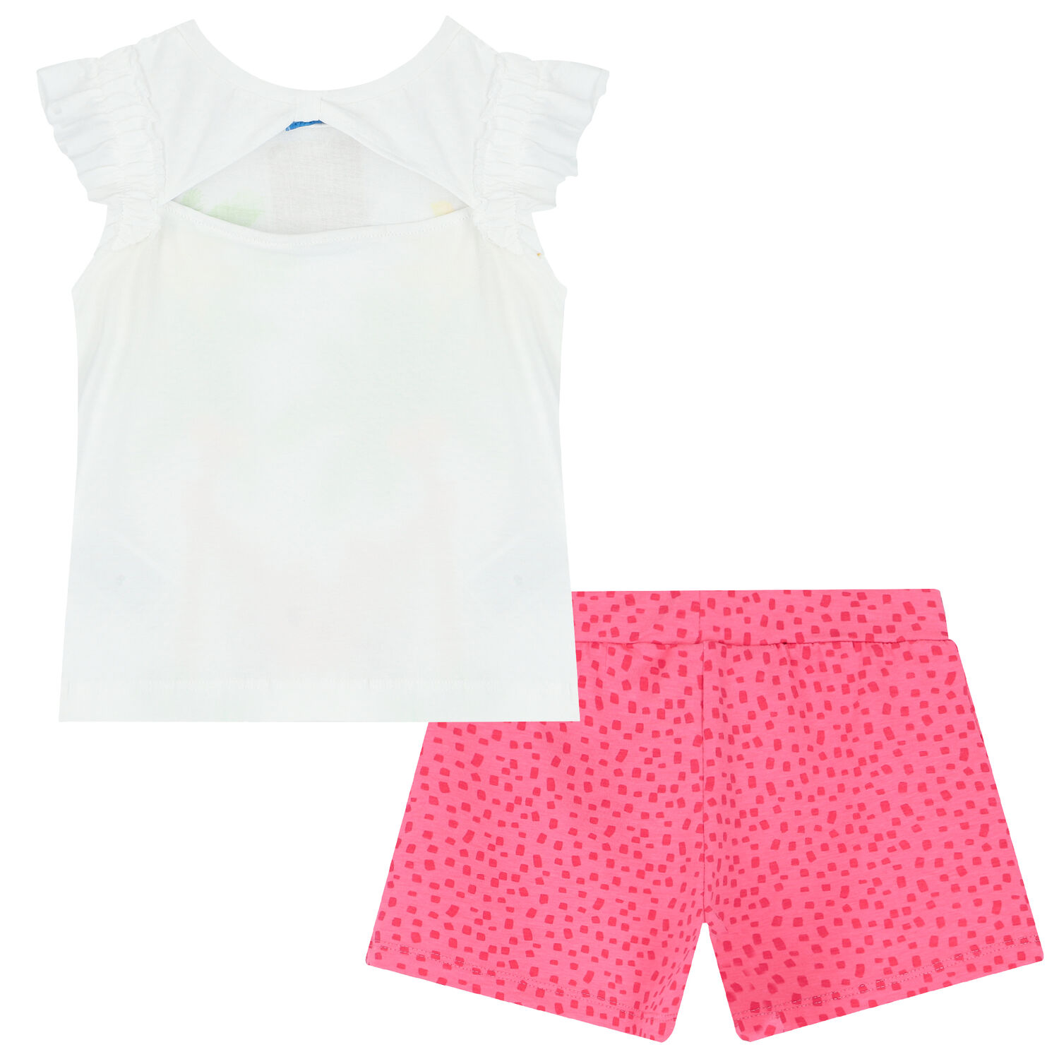 Girls Ivory & Pink Graphic Shorts Set, 1, hi-res