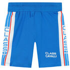 Boys Blue Logo Shorts, 1, hi-res