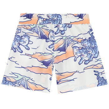 Girls White Cotton Poplin Shorts