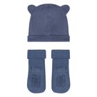 Baby Boys Blue Bear Hat & Socks Set, 1, hi-res