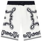 Boys Ivory & Navy Blue Bandana Shorts, 1, hi-res