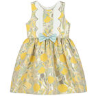 Girls Gold Lemon Jacquard Dress, 1, hi-res