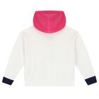 Girls White Polo Bear Hooded Top, 1, hi-res