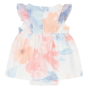 Baby Girls Pink & Blue Tie Dye Flower Print Bodysuit