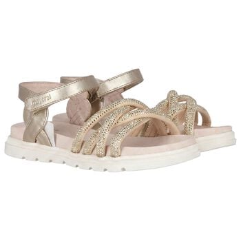 Girls Gold Logo Sandals 