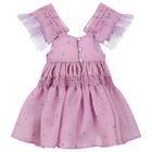 Girls Lilac Ruffled Dress, 1, hi-res