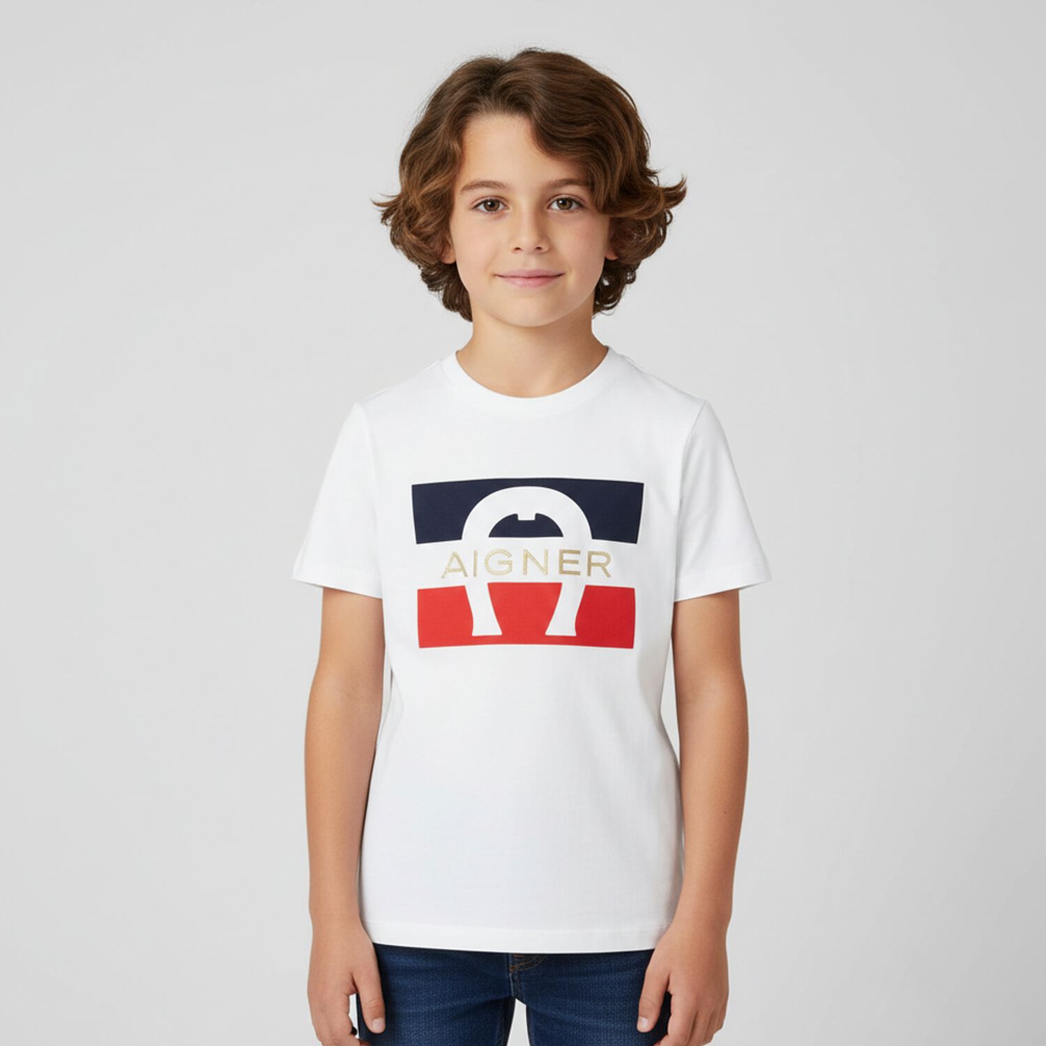 Boys White Logo T-Shirt, 3, hi-res