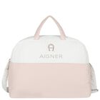 White & Beige Logo Baby Changing Bag, 1, hi-res