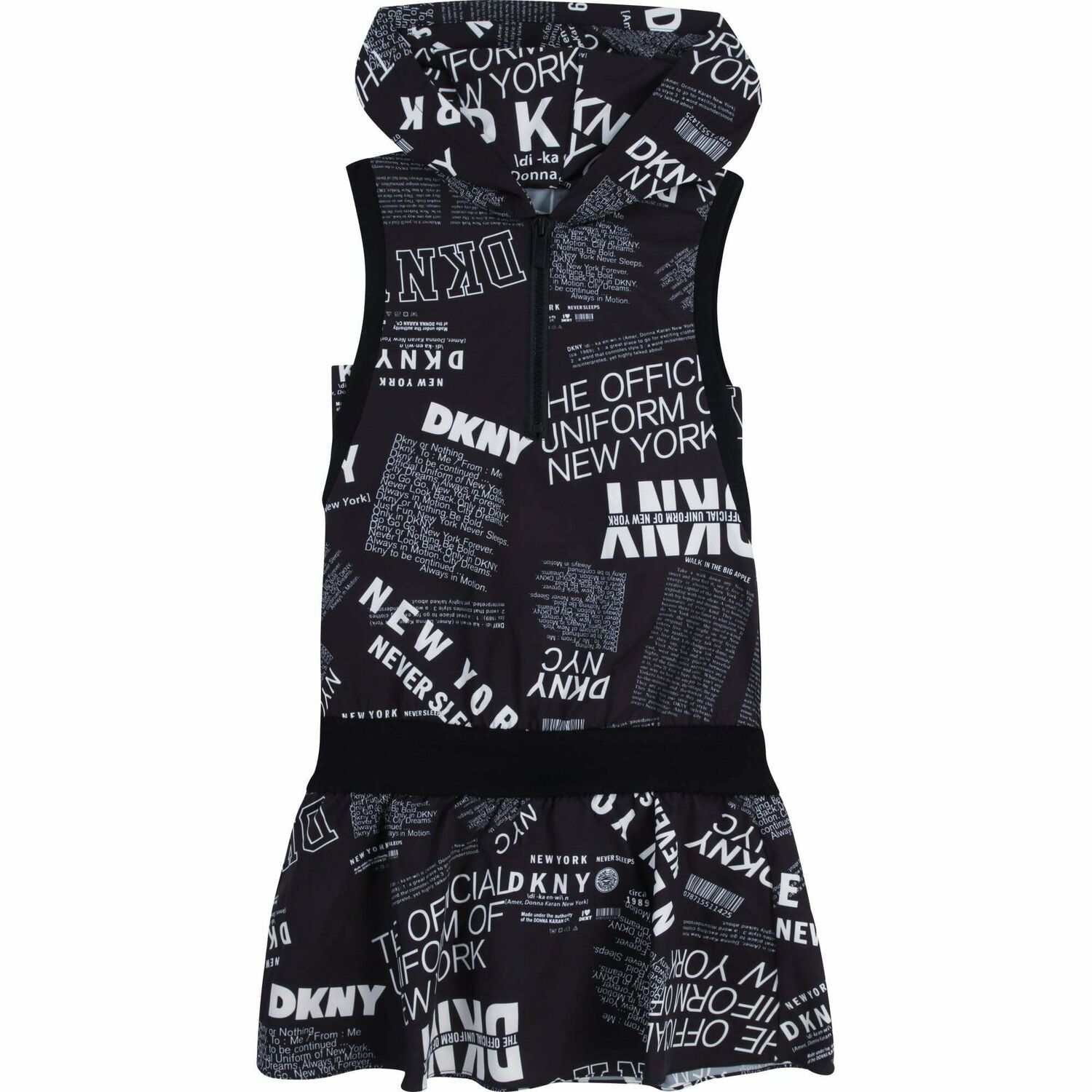 Girls Black & White Logo Dress, 1, hi-res