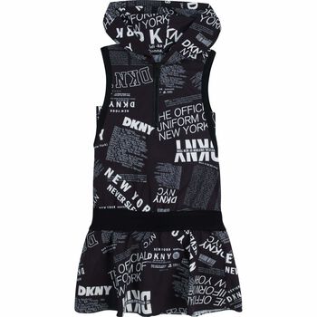 Girls Black & White Logo Dress