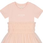 Girls Pink Logo Tulle Dress, 2, hi-res