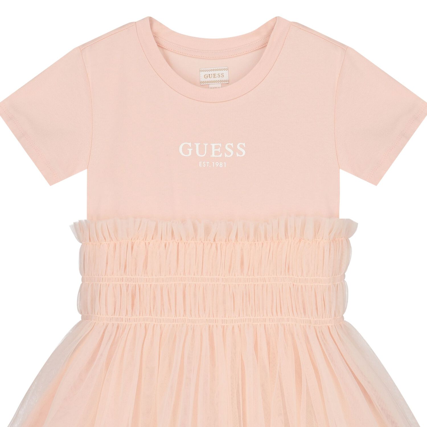 Girls Pink Logo Tulle Dress, 2, hi-res