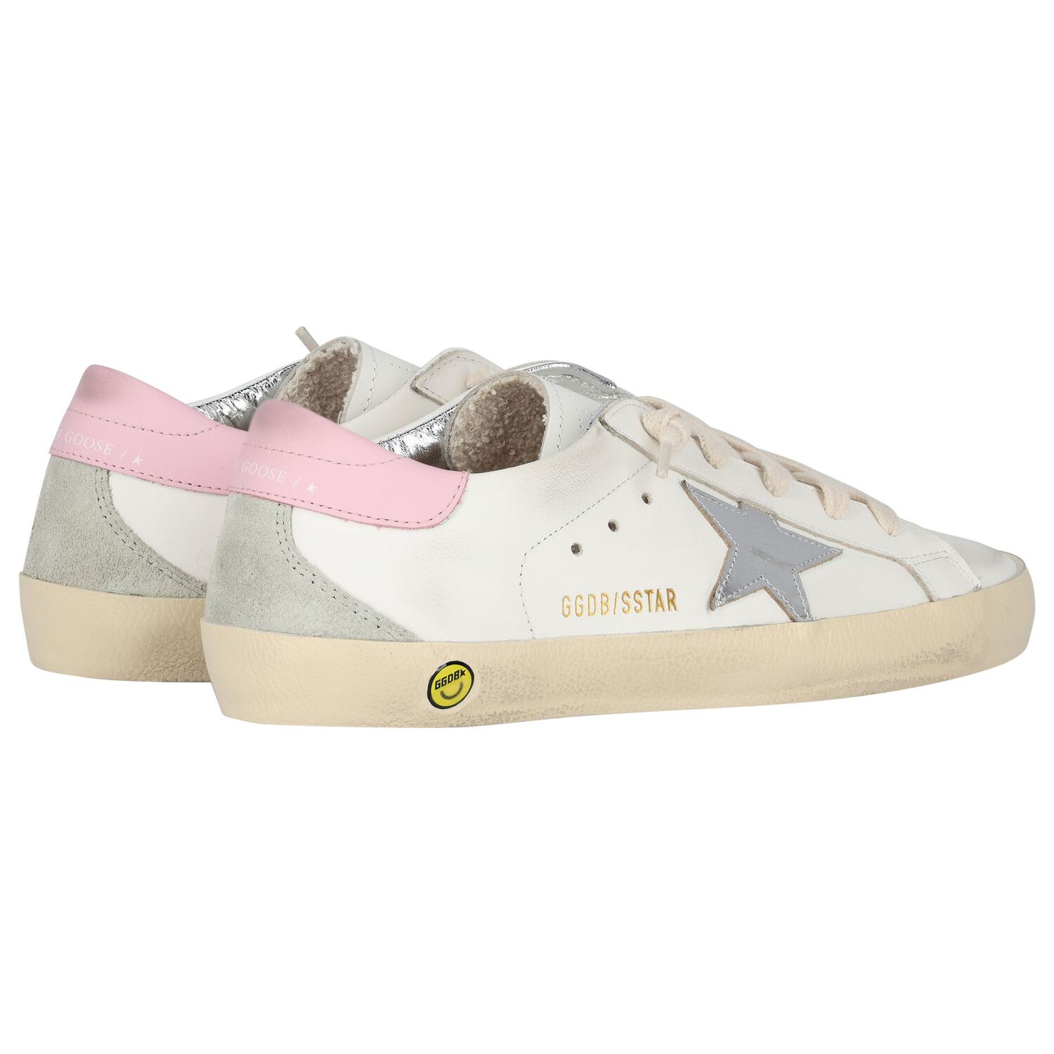 Girls Ivory & Silver Logo Trainers, 1, hi-res